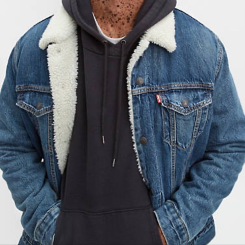 NWT Levis denim Sherpa Lined trucker jacket size S - Picture 8 of 8